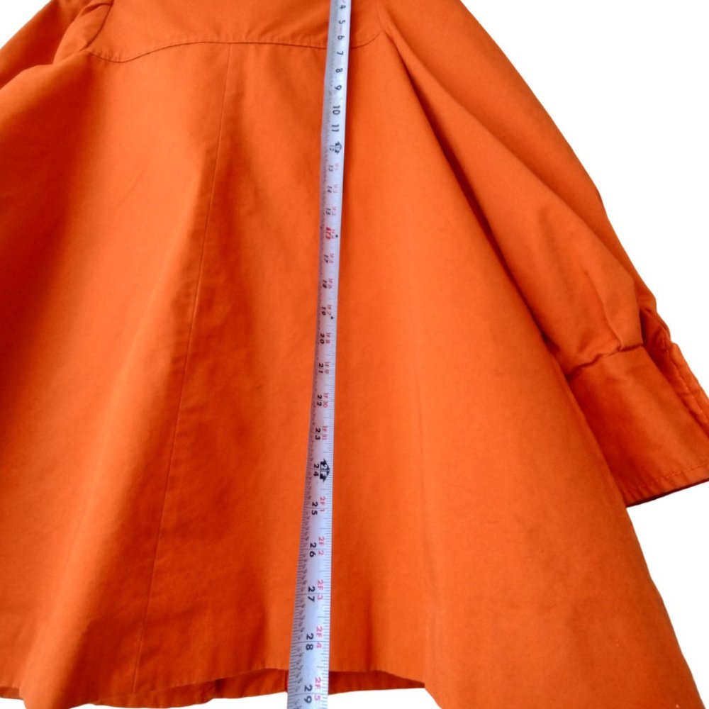 Anthropologie Elevenses Orange Spring Button Up Pea coat- trench style Jacket 2 - Picture 9 of 14